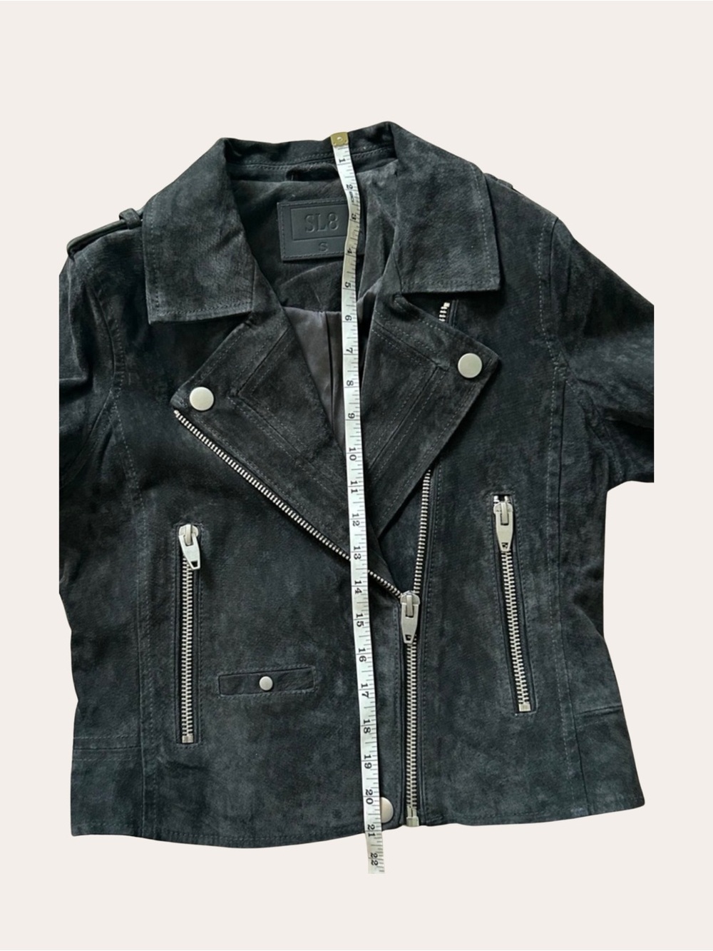 Blank NYC SL8 Charcoal Gray Cropped Suede Moto Jacket Silver Zip Size Small - Picture 3 of 14